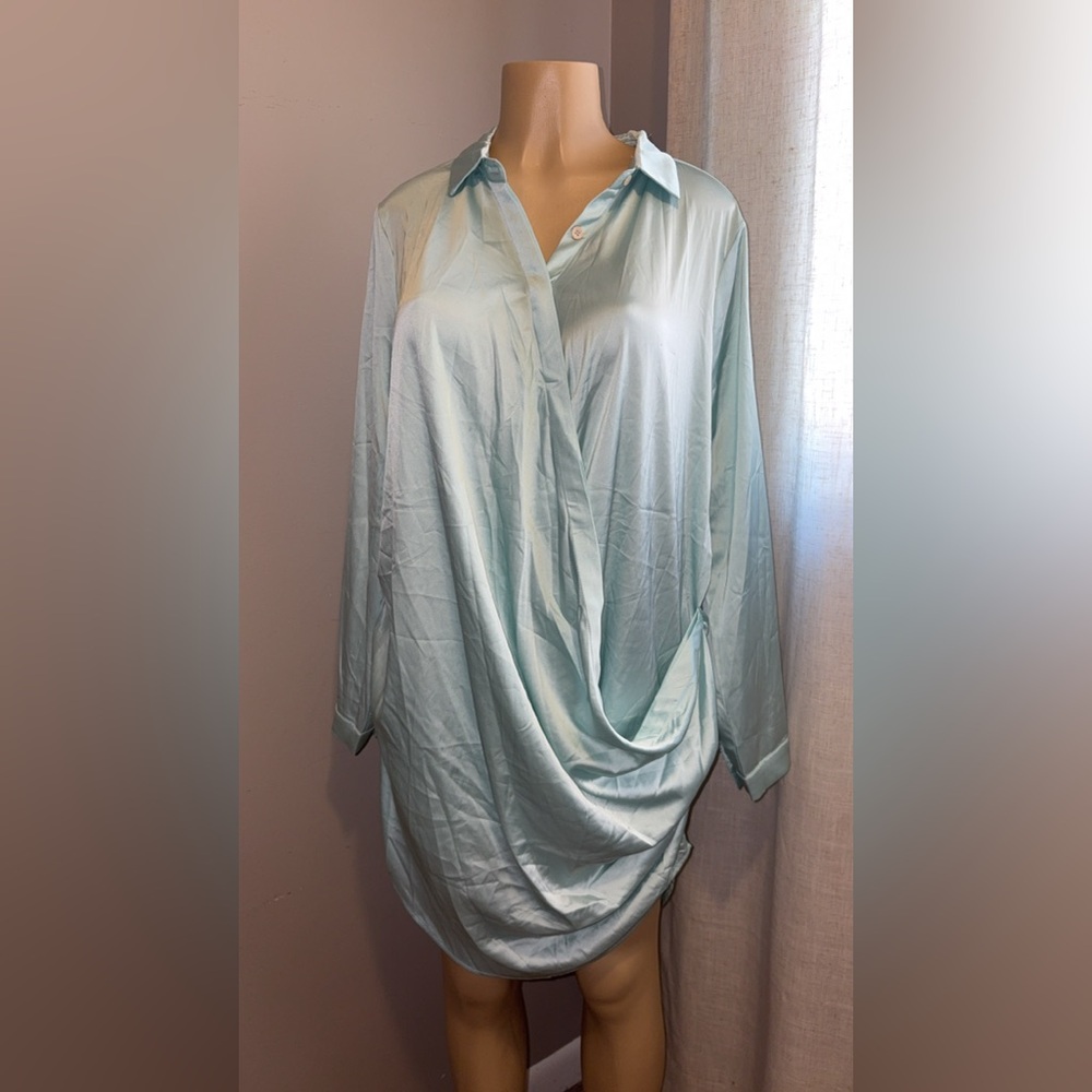 Fashion Nova Light Blue Long Sleeve Dress